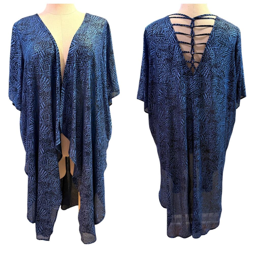 Torrid 1 (1X 14/16) Harry Potter Crimes of Grindelwald Metallic Blue‎ Kimono Top